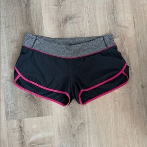 Lululemon speedups Black and Gray Shorts with Pink Trim